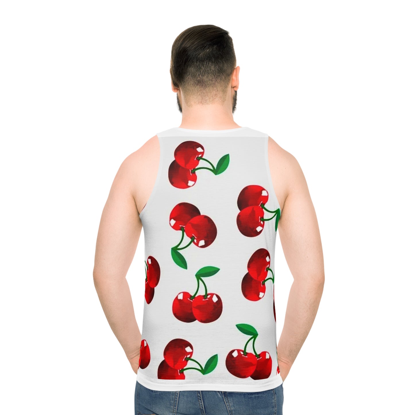 Cherry Design Unisex Tank Top, Summer Sleeveless Shirt, Fruit Lover Tee, Casual Beachwear, Botanical Print Tank, Nature Inspired Top