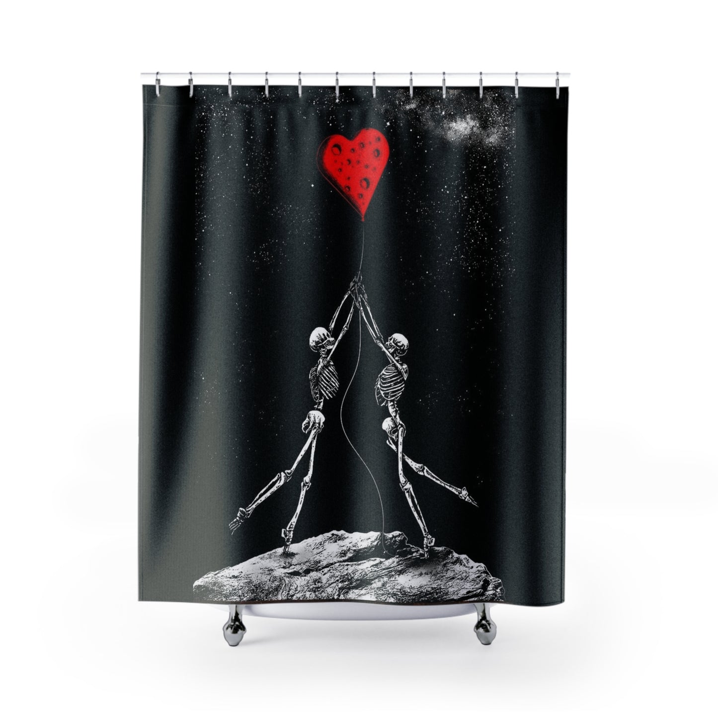 Skeleton Pair Shower Curtains, Romantic Skeletons, Love Skeleton Shower Curtain. Free Domestic Shipping