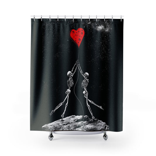 Skeleton Pair Shower Curtains, Romantic Skeletons, Love Skeleton Shower Curtain. Free Domestic Shipping