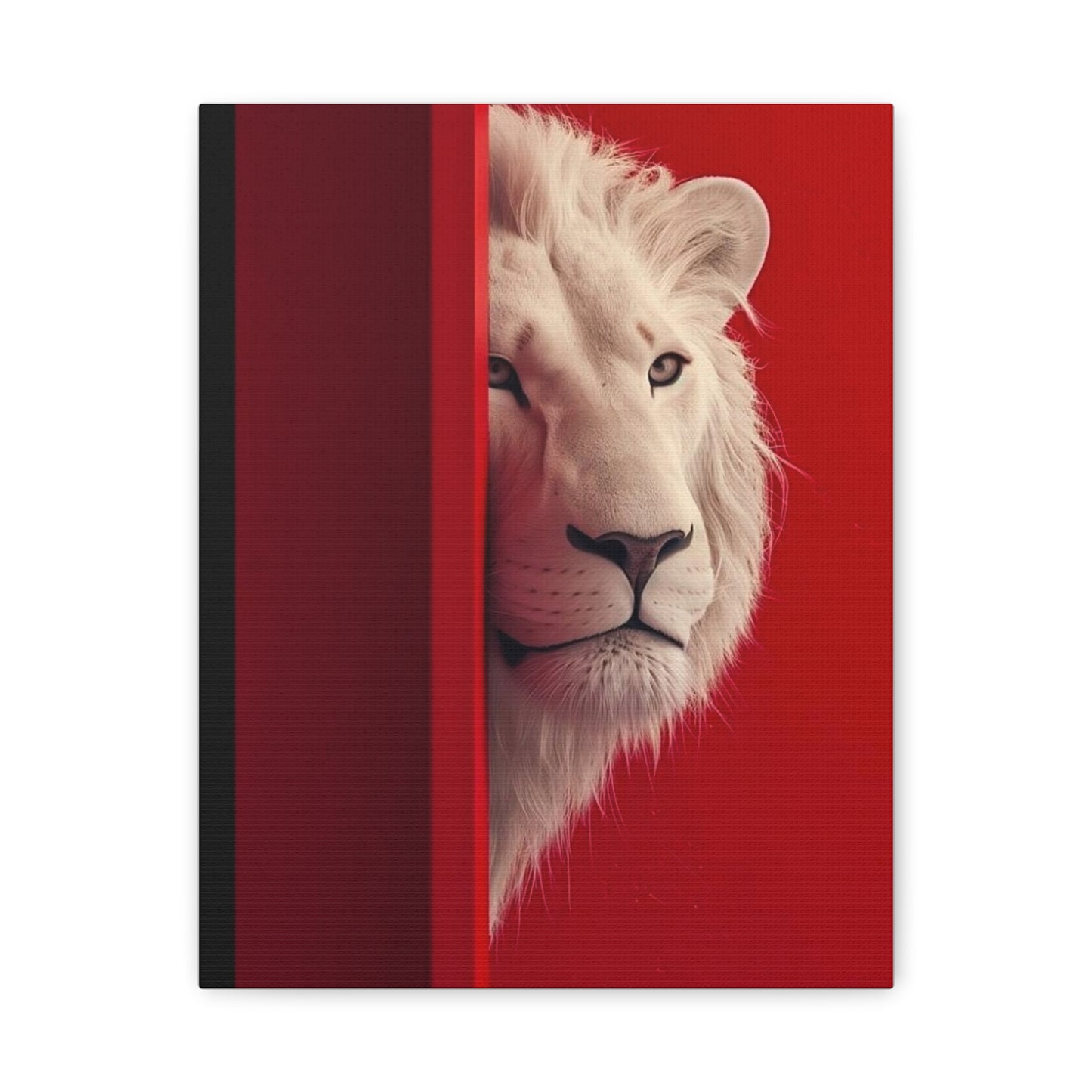 Canvas Print - White Lion on Red Background