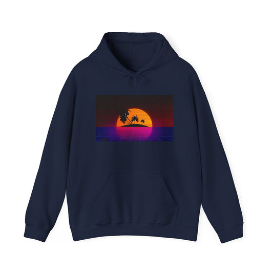 Retro Wave Hoodie, Nostalgic Sundown Sweatshirt, Vintage Sunset Pullover, 80s Aesthetic Jacket, Vaporwave Hoody, Warm Hooded Jumper, Cozy