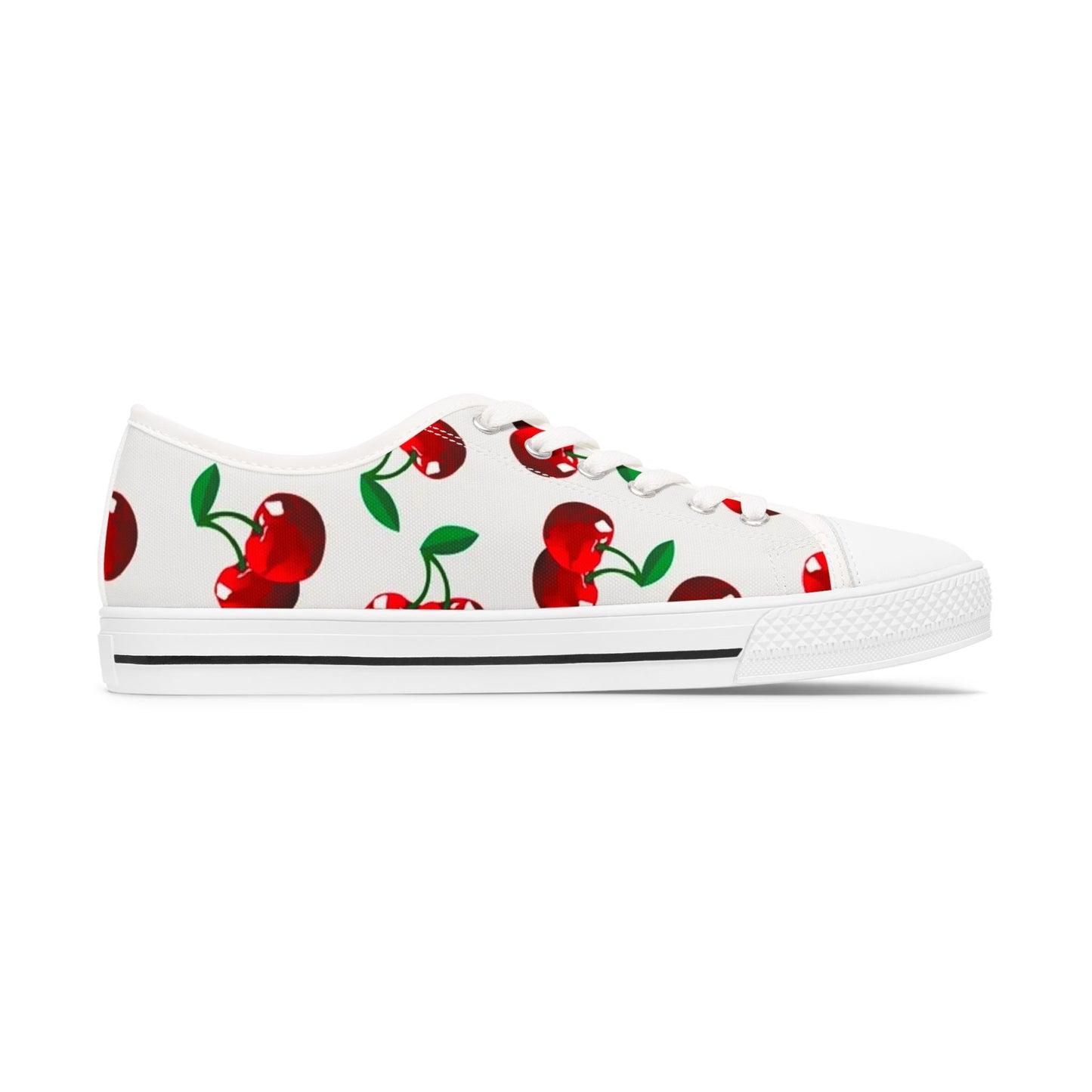 Cherry Low Top Sneakers, Women's Fashion Shoes with Cherry Design, Cute Casual Sneakers, Cherry Print Shoes, Women's Sneakers with Cherry