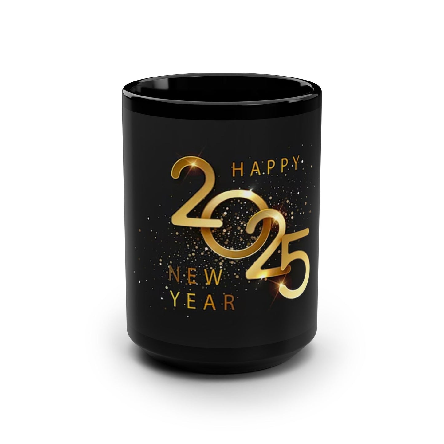 Black Mug, Happy 2025 Mug, Coffee Cup, Tea Mug, Gift for Him or Her, Kitchen Decor, Large Mug. Free Domestic shipping