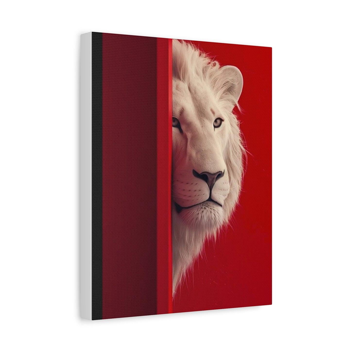 Canvas Print - White Lion on Red Background