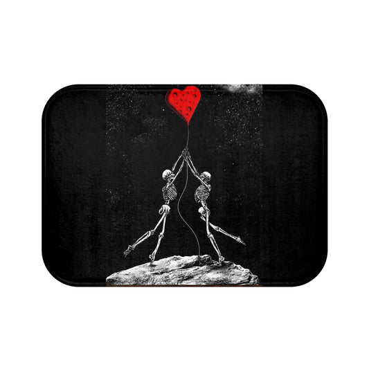 Skeleton Love Bath Mat - Celestial Space Romance Home Decor, Valentine's Day Skeleton Rug, Gothic Bathroom Accessories, Love Skeleton Mat,