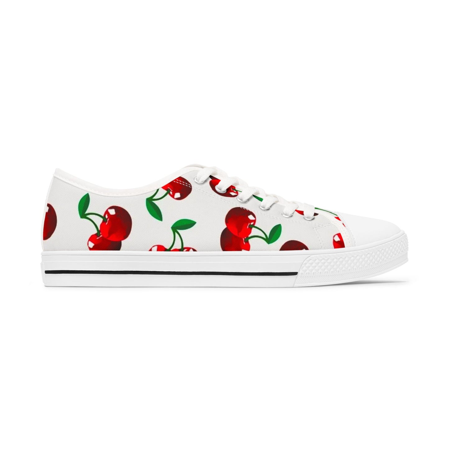 Cherry Low Top Sneakers, Women's Fashion Shoes with Cherry Design, Cute Casual Sneakers, Cherry Print Shoes, Women's Sneakers with Cherry