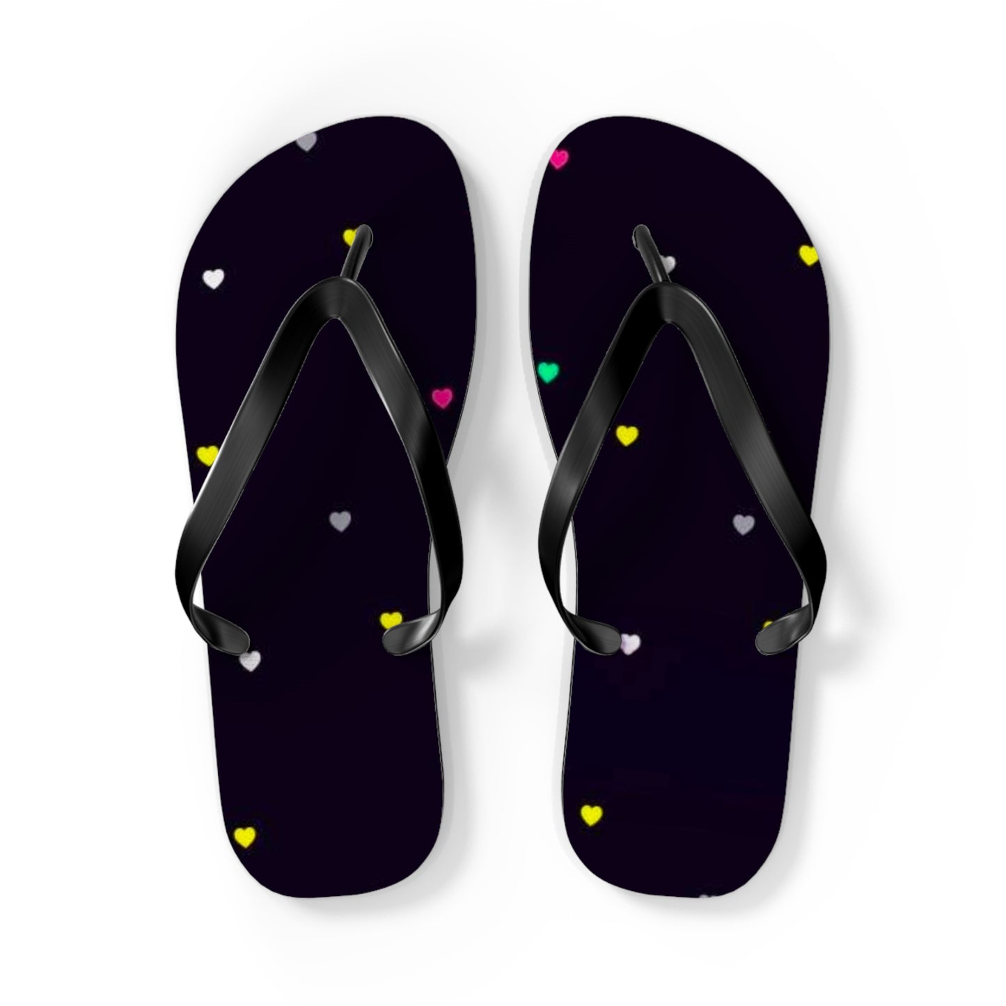 Heart Designed Flip Flops - Cute Summer Sandals, Beach Footwear, Casual Slippers, Vacation Shoes, Poolside Flip-Flops