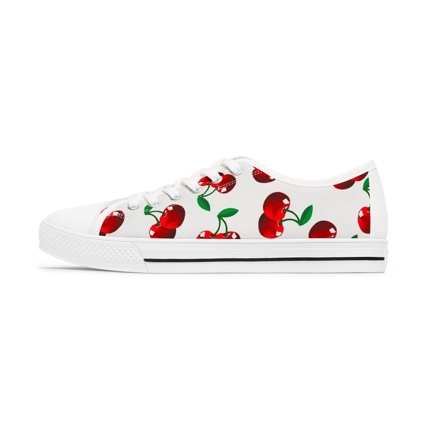 Cherry Low Top Sneakers, Women's Fashion Shoes with Cherry Design, Cute Casual Sneakers, Cherry Print Shoes, Women's Sneakers with Cherry